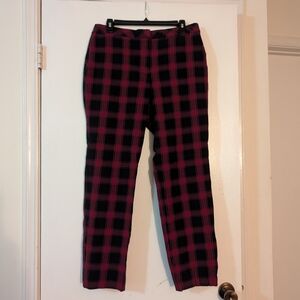 J. Jill Premium Bi-Stretch Red Black Plaid Pants Size 14